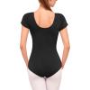 imageStelle Womens Short Sleeve Leotard for Ballet Dance Costumes Scoop Neck Sleeveless Double Lined BodysuitBlack