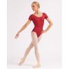 imageStelle Womens Short Sleeve Leotard for Ballet Dance Costumes Scoop Neck Sleeveless Double Lined BodysuitBurgundy