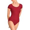 imageStelle Womens Short Sleeve Leotard for Ballet Dance Costumes Scoop Neck Sleeveless Double Lined BodysuitBurgundy