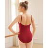 imageStelle Womens Short Sleeve Leotard for Ballet Dance Costumes Scoop Neck Sleeveless Double Lined BodysuitBurgundy