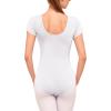 imageStelle Womens Short Sleeve Leotard for Ballet Dance Costumes Scoop Neck Sleeveless Double Lined BodysuitWhite