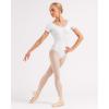 imageStelle Womens Short Sleeve Leotard for Ballet Dance Costumes Scoop Neck Sleeveless Double Lined BodysuitWhite
