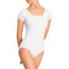 imageStelle Womens Short Sleeve Leotard for Ballet Dance Costumes Scoop Neck Sleeveless Double Lined BodysuitWhite