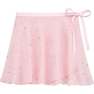 imageStelle Ballet Skirt Women Chiffon Sarong Wrap Skirt Adjustable Tie Adult Dance SkirtsPink Shiny