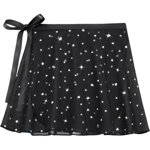 imageStelle Ballet Skirts for Girls Toddler Dance Skirt Chiffon Kids Ballet Wrap Skirts04black Shiny Skirt Ad Tie
