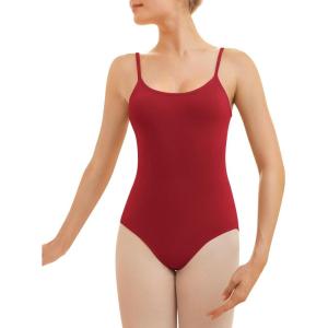 imageStelle Womens Short Sleeve Leotard for Ballet Dance Costumes Scoop Neck Sleeveless Double Lined BodysuitBurgundy