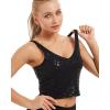 imageStelle Longline Sports Bra for Women Wirefree Padded Yoga Bras Tank Tops Fitness Workout Running Top1black Leopard