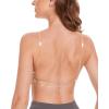 imageStelle Womens Clear Strap Nude Dance Bra Wireless Invisible Low Back Unpadded Bra with Convertible StrapsNude