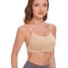 imageStelle Womens Clear Strap Nude Dance Bra Wireless Invisible Low Back Unpadded Bra with Convertible StrapsNude