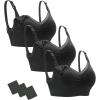 imageStelle Lace Nursing Bras for Breastfeeding Seamless Pregnancy Maternity Wireless Bralette with Pads Extenders3 Pack Black