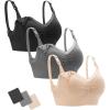imageStelle Lace Nursing Bras for Breastfeeding Seamless Pregnancy Maternity Wireless Bralette with Pads Extenders3 Pack Blackgraybeige