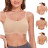 imageStelle Womens Clear Strap Nude Dance Bra Wireless Invisible Low Back Unpadded Bra with Convertible StrapsNude