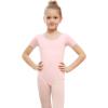 imageStelle Leotards for Girls Ballet Scoop Neck Short Sleeve Leotard Gymnastics Dance UnitardsBallet Pink