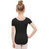 imageStelle Leotards for Girls Ballet Scoop Neck Short Sleeve Leotard Gymnastics Dance UnitardsBlack