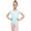 imageStelle Leotards for Girls Ballet Scoop Neck Short Sleeve Leotard Gymnastics Dance UnitardsBlue