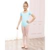 imageStelle Leotards for Girls Ballet Scoop Neck Short Sleeve Leotard Gymnastics Dance UnitardsBlue