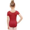 imageStelle Leotards for Girls Ballet Scoop Neck Short Sleeve Leotard Gymnastics Dance UnitardsBurgundy