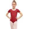 imageStelle Leotards for Girls Ballet Scoop Neck Short Sleeve Leotard Gymnastics Dance UnitardsBurgundy