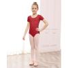 imageStelle Leotards for Girls Ballet Scoop Neck Short Sleeve Leotard Gymnastics Dance UnitardsBurgundy