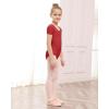 imageStelle Leotards for Girls Ballet Scoop Neck Short Sleeve Leotard Gymnastics Dance UnitardsBurgundy