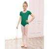 imageStelle Leotards for Girls Ballet Scoop Neck Short Sleeve Leotard Gymnastics Dance UnitardsGreen