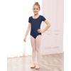 imageStelle Leotards for Girls Ballet Scoop Neck Short Sleeve Leotard Gymnastics Dance UnitardsNavy