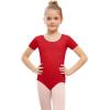 imageStelle Leotards for Girls Ballet Scoop Neck Short Sleeve Leotard Gymnastics Dance UnitardsRed