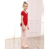 imageStelle Leotards for Girls Ballet Scoop Neck Short Sleeve Leotard Gymnastics Dance UnitardsRed