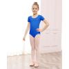 imageStelle Leotards for Girls Ballet Scoop Neck Short Sleeve Leotard Gymnastics Dance UnitardsSapphire