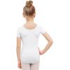 imageStelle Leotards for Girls Ballet Scoop Neck Short Sleeve Leotard Gymnastics Dance UnitardsWhite