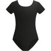 imageStelle Leotards for Girls Ballet Scoop Neck Short Sleeve Leotard Gymnastics Dance UnitardsBlack