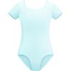 imageStelle Leotards for Girls Ballet Scoop Neck Short Sleeve Leotard Gymnastics Dance UnitardsBlue