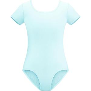 imageStelle Leotards for Girls Ballet Scoop Neck Short Sleeve Leotard Gymnastics Dance UnitardsBlue