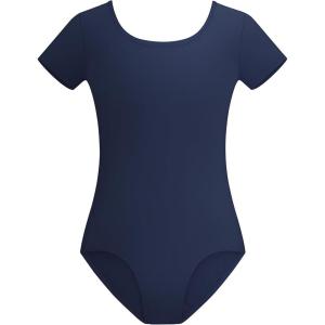 imageStelle Leotards for Girls Ballet Scoop Neck Short Sleeve Leotard Gymnastics Dance UnitardsNavy