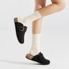 imageStelle Clogs for Women Mens Suede Soft Cork Footbed Sandals Arch Support Slip on Potato Shoes NonSlip ComfortBlack