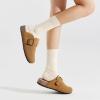 imageStelle Clogs for Women Mens Suede Soft Cork Footbed Sandals Arch Support Slip on Potato Shoes NonSlip ComfortCaramel