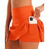 imageStelle Women Tennis Skirt Golf Skorts Athletic High Waisted with Pockets Inner Shorts Sport Workout Pleated PickleballOrange