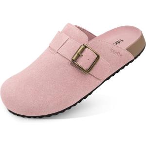 imageStelle Clogs for Women Mens Suede Soft Cork Footbed Sandals Arch Support Slip on Potato Shoes NonSlip ComfortRose Clay