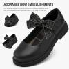 imageStelle School Shoes for Girls Mary Jane Uniform Dress Shoes Detachable Bow Chunky Ballerina Wedding LittleBig KidsBlack