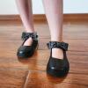 imageStelle School Shoes for Girls Mary Jane Uniform Dress Shoes Detachable Bow Chunky Ballerina Wedding LittleBig KidsBlack