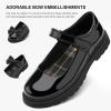 imageStelle School Shoes for Girls Mary Jane Uniform Dress Shoes Detachable Bow Chunky Ballerina Wedding LittleBig KidsPublack Pat