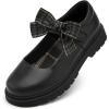 imageStelle School Shoes for Girls Mary Jane Uniform Dress Shoes Detachable Bow Chunky Ballerina Wedding LittleBig KidsBlack