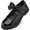 imageStelle School Shoes for Girls Mary Jane Uniform Dress Shoes Detachable Bow Chunky Ballerina Wedding LittleBig KidsPublack Pat