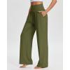 imageStelle Womens Wide Leg Yoga Pants Soft High Waisted Sweatpants Stretch Lounge Bottom with Pockets 28quot InseamOlive Green