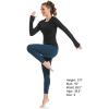 imageStelle Women Workout Shirts Seamless Long Sleeve Yoga Tops with Thumb Holes for Sports Running Breathable Athletic Slim FitBlack