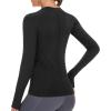 imageStelle Women Workout Shirts Seamless Long Sleeve Yoga Tops with Thumb Holes for Sports Running Breathable Athletic Slim FitBlack