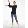 imageStelle Women Workout Shirts Seamless Long Sleeve Yoga Tops with Thumb Holes for Sports Running Breathable Athletic Slim FitBlackwithout Thumb Hole