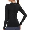 imageStelle Women Workout Shirts Seamless Long Sleeve Yoga Tops with Thumb Holes for Sports Running Breathable Athletic Slim FitBlackwithout Thumb Hole