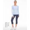 imageStelle Women Workout Shirts Seamless Long Sleeve Yoga Tops with Thumb Holes for Sports Running Breathable Athletic Slim FitBlue