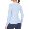imageStelle Women Workout Shirts Seamless Long Sleeve Yoga Tops with Thumb Holes for Sports Running Breathable Athletic Slim FitBlue